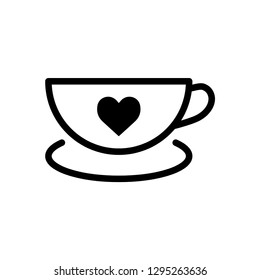 Valentine icon : Coffee cup heart symbol.