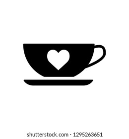 Valentine icon : Coffee cup heart symbol. Vector illustration.