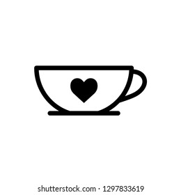 Valentine icon : Coffee cup heart symbol. Vector illustration.