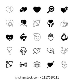 Valentine icon. collection of 25 valentine filled and outline icons such as heart with arrow, heart search, heart on hand. editable valentine icons for web and mobile.