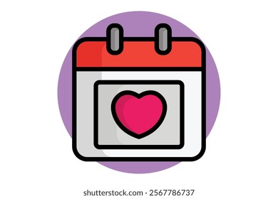 Valentine icon. colored outline icon style. calendar with heart. icon related to valentine. valentine day elements vector illustration