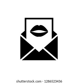 Valentine icon, envelop and lips.