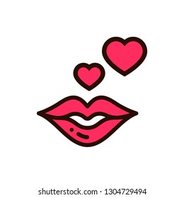 Valentine icon, flat design line art thin style, Valentines day signs and love symbols, Wedding infographics. Colorful icon on a white background, Vector illustration