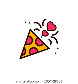Valentine icon, flat design line art thin style, Valentines day signs and love symbols, Wedding infographics. Colorful icon on a white background, Vector illustration