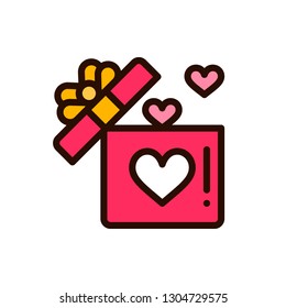 Valentine icon, flat design line art thin style, Valentines day signs and love symbols, Wedding infographics. Colorful icon on a white background, Vector illustration