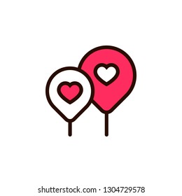 Valentine icon, flat design line art thin style, Valentines day signs and love symbols, Wedding infographics. Colorful icon on a white background, Vector illustration