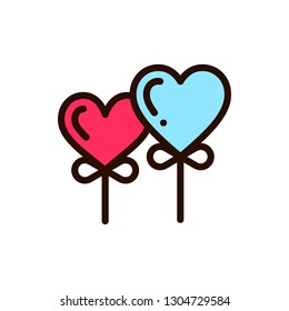 Valentine icon, flat design line art thin style, Valentines day signs and love symbols, Wedding infographics. Colorful icon on a white background, Vector illustration