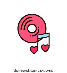 Valentine icon, flat design line art thin style, Valentines day signs and love symbols, Wedding infographics. Colorful icon on a white background, Vector illustration