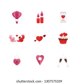Valentine Icon Flat Design With Pastel Colors Collection