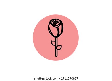 Vector de contorno de flor de icono de San Valentín