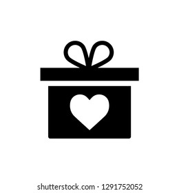 Valentine icon : Gift box heart symbol.