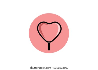 Valentine Icon Heart Balloons Outline Vector