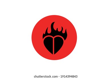 Valentine Icon Heart Fire Solid Color