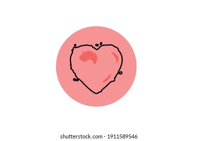 Valentine Icon Heart Outline Vector