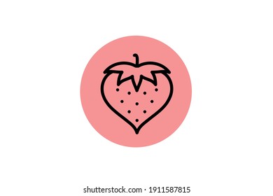 Valentine Icon Heart Strawberry Outline Vector