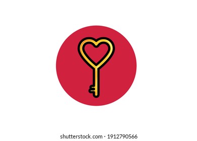 Valentine Icon Key Fill Outline