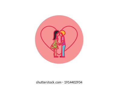 Valentine Icon Kiss Line Color