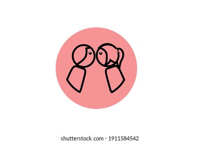 Valentine Icon Kiss Outline Vector