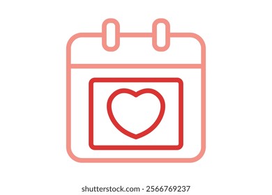 Valentine icon. line icon style. calendar with heart. icon related to valentine. valentine day elements vector illustration