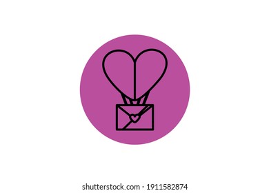 Valentine Icon Love Letter  Outline