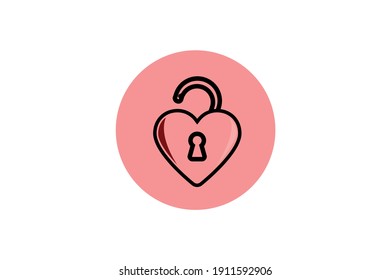 Valentine Icon Open The Lock Outline Vector