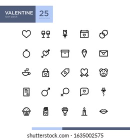Valentine icon pack in outline style
