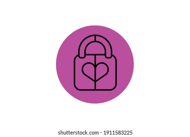 Valentine Icon Padlock Outline Vector