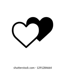 Valentine icon : Romantic heart icon vector flat design in trendy style for marriage celebration.
