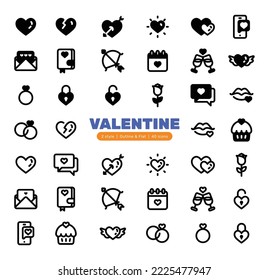 Valentine Icon set with 2 style, outline and flat. This icons can be used for presentations, pitch deck or icon apps.