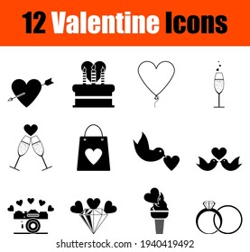 Valentine Icon Set. Cute and Smooth Glyph Design. Fully editable vector illustration. Text expanded.