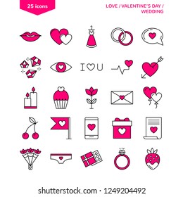 Valentine icon set. Happy valentine day related icon in white background. Icons for wedding, love, valentine's day.