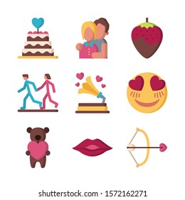 Valentine icon set. Happy valentine day related icon in white background