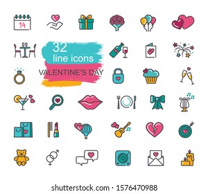 Valentine icon set. Happy valentine day related icons