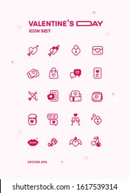 Valentine icon set. Happy valentine day  icons for web or graphic design. Vector, eps. Easy make svg. 