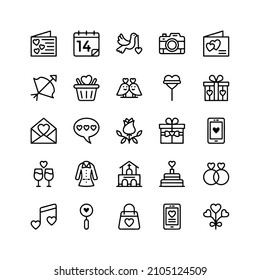 Valentine icon set. Happy valentine day related icon in white background