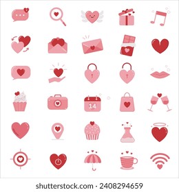 Valentine icon set. Happy valentine day related icon in white background. vector illustration.