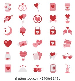 Valentine icon set. Happy valentine day related icon in white background. vector illustration.