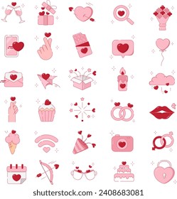 Valentine icon set. Happy valentine day related icon in white background. vector illustration.