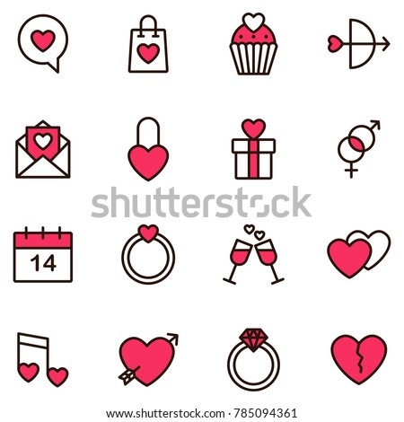 Valentine icon set. Happy valentine day related icon in white background