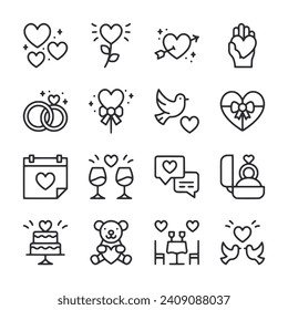 Valentine icon set isolated on white