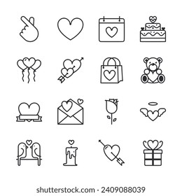 Valentine icon set isolated on white