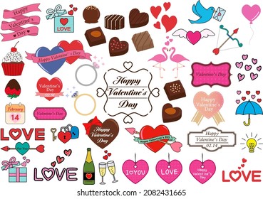 Conjunto de iconos de San Valentín.  Ilustración del vector
