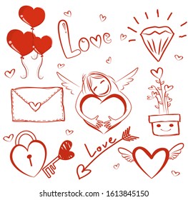 valentine icon set white background