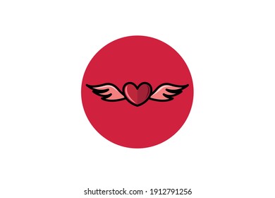 Valentine Icon Wing Heart Fill Outline