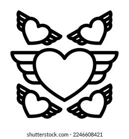 Valentine icons, bold line style. Valentines day signs and love symbols