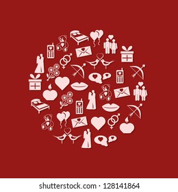 valentine icons in circle