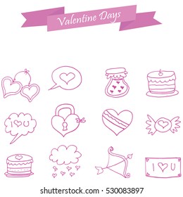Valentine icons element style collection