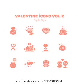 Valentine icons in glyph style