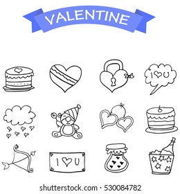 Valentine icons hand draw collection