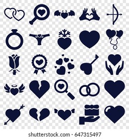Valentine icons set. set of 25 valentine filled icons such as heart, broken heart, rose, bow, gift, engagement ring
